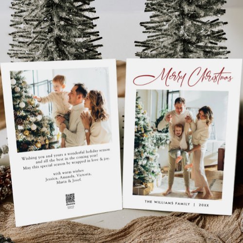 Elegant Minimalist Modern Christmas 2 Photo Holiday Card