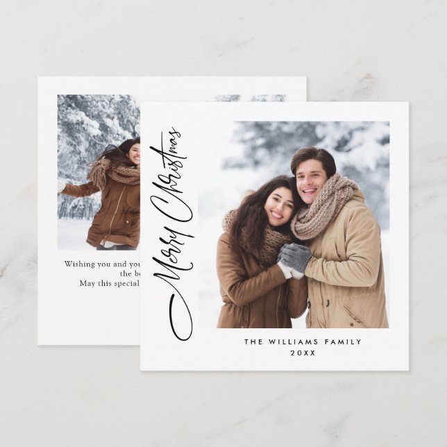 Elegant Minimalist Modern Christmas 2 Photo Holiday Card (Front/Back)