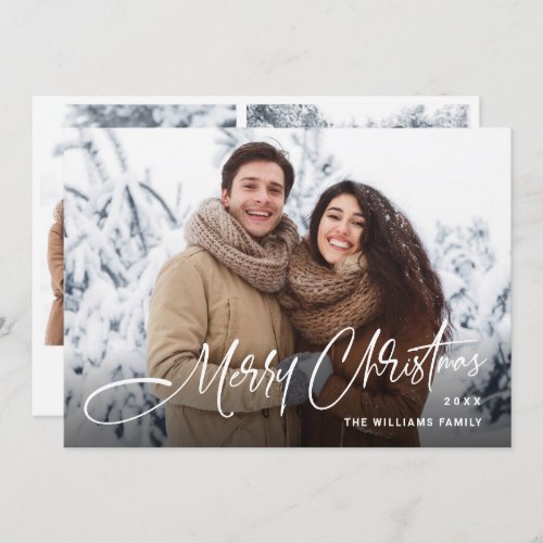 Elegant Minimalist Modern Christmas 3 Photo Holiday Card