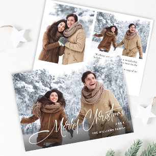 Elegant Minimalist Modern Christmas 3 Photo Holiday Card