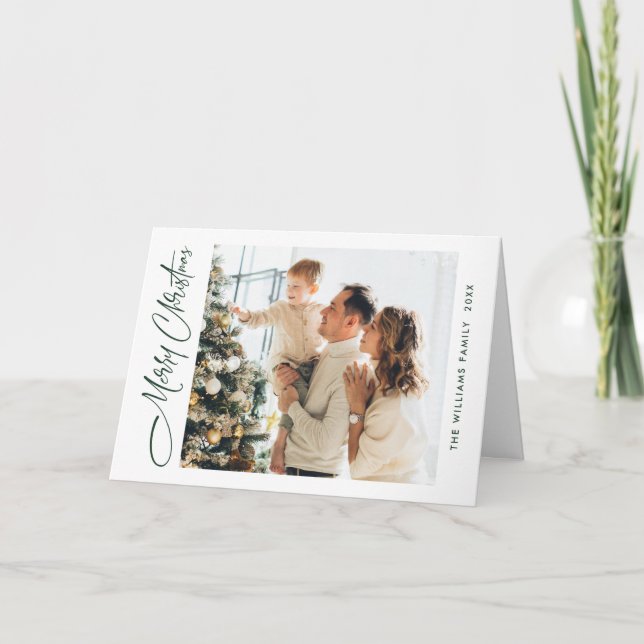 Elegant Minimalist Modern Christmas 3 Photo Holiday Card (Front)