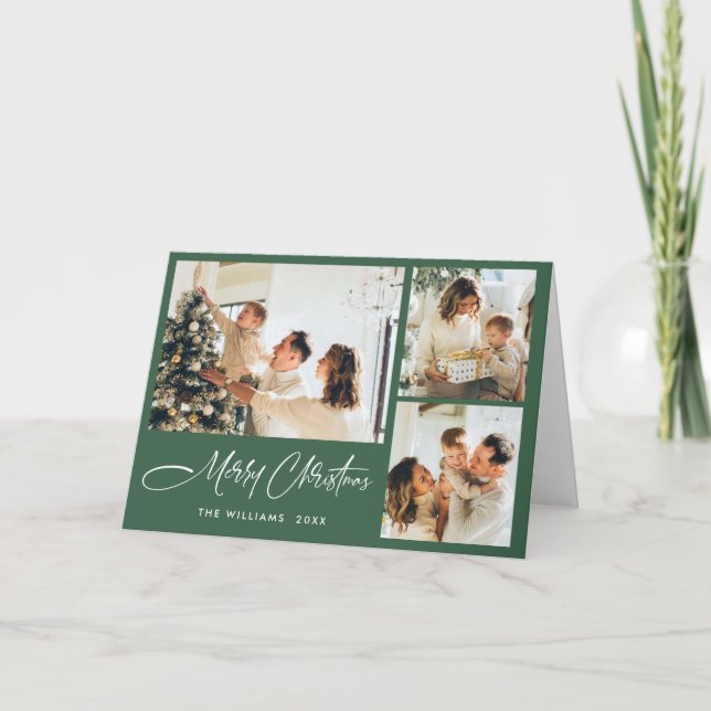 Elegant Minimalist Modern Christmas 5 Photo Holiday Card (Front)