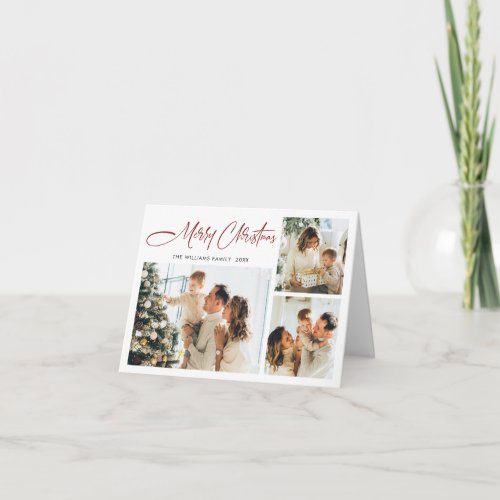 Elegant Minimalist Modern Christmas 5 Photo Holiday Card