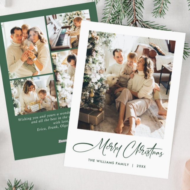 Elegant Minimalist Modern Christmas 5 Photo Holiday Card (Creator Uploaded)