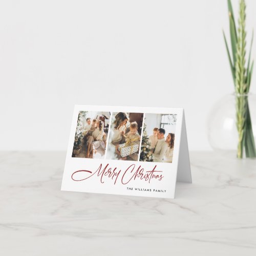 Elegant Minimalist Modern Christmas 5 Photo Holiday Card