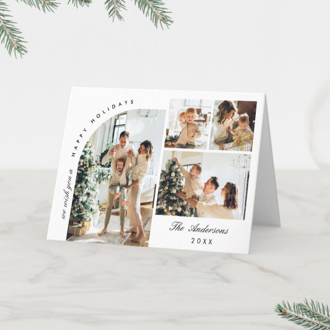 Elegant Minimalist Modern Christmas 6 Photo Holiday Card (Creator Uploaded)