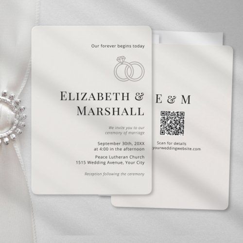 Elegant Minimalist Modern Classic QR code Wedding Invitation
