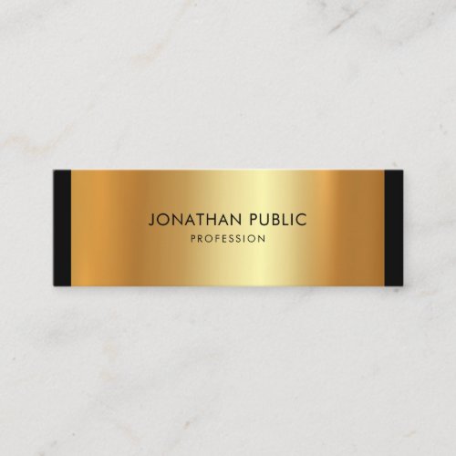 Elegant Minimalist Modern Clean Plain Golden Glam Mini Business Card