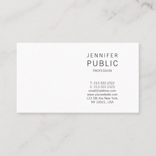 Elegant Minimalist Modern Clean Plain Professional Business Card