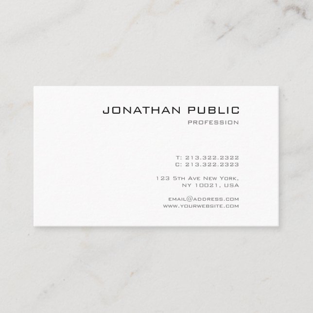 Elegant Minimalist Modern Cool Design Cute Plain Business Card (Front)