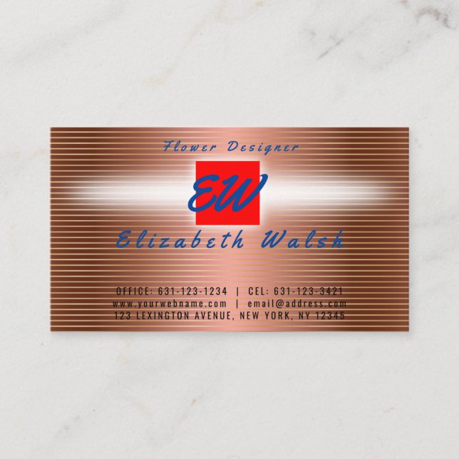 Elegant Minimalist Modern Copper on Gold Line Business Card (Front)