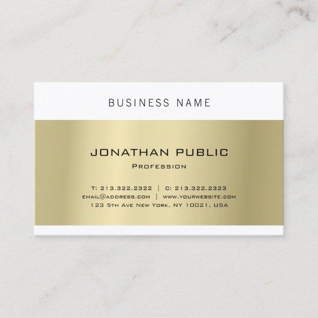 Elegant Minimalist Modern Design Gold Plain Luxury Business Card (Front)