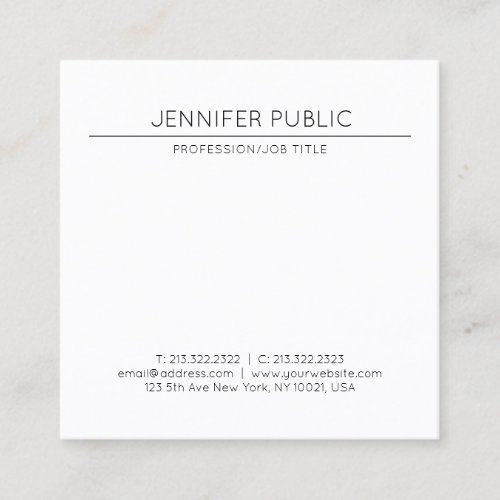 Elegant Minimalist Modern Design Trendy Plain Luxe Square Business Card