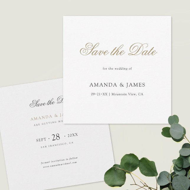 Elegant Minimalist Modern Gold Custom Save The Date (Creator Uploaded)