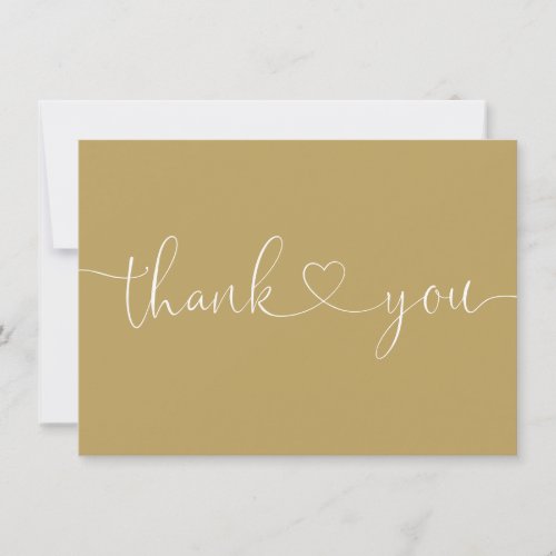 Elegant Minimalist Modern Gold Heart Script Thank You Card