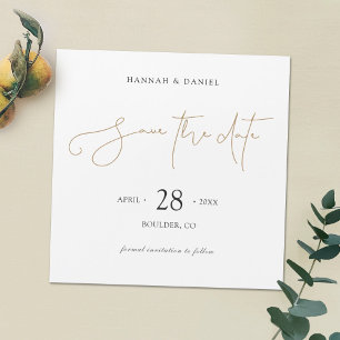Elegant Minimalist Modern Gold Save the Date Magnetic Invitation