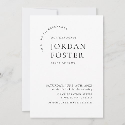 Elegant Minimalist Modern Graduation Party Invitation