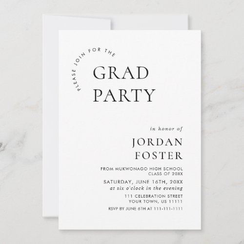 Elegant Minimalist Modern Graduation Party Invitation