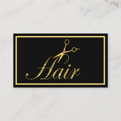 Elegant Minimalist Modern Hair Stylist Black Business Card