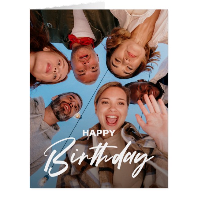 Elegant Minimalist Modern Happy Birthday Photo (Front)