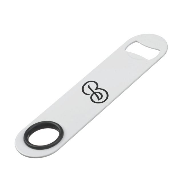Elegant minimalist modern initial on gray bar key (Front Angled)