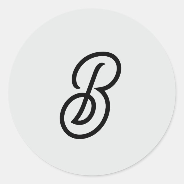 Elegant minimalist modern initial on gray classic round sticker (Front)