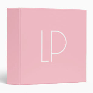 Elegant minimalist modern initial on pastel pink 3 ring binder