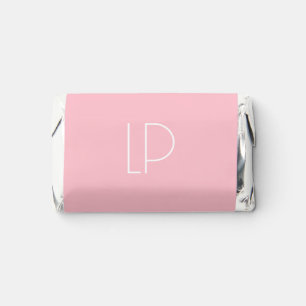 Elegant minimalist modern initial on pastel pink hershey's miniatures