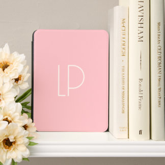 Elegant minimalist modern initial on pastel pink kindle cover