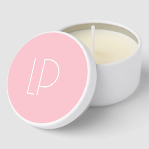 Elegant minimalist modern initial on pastel pink mini candle favors