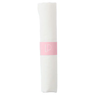 Elegant minimalist modern initial on pastel pink napkin bands
