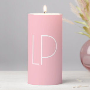 Elegant minimalist modern initial on pastel pink pillar candle