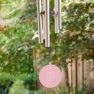 Elegant minimalist modern initial on pastel pink wind chime