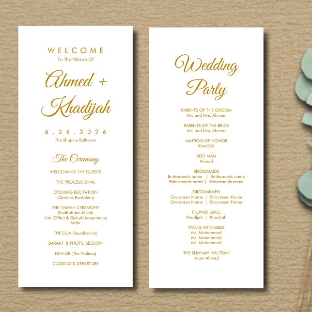 Elegant Minimalist Modern Islamic Wedding Program (Creator Uploaded)