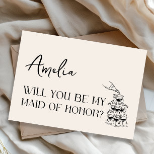 Elegant Minimalist Modern Maid of Honor Proposal Card