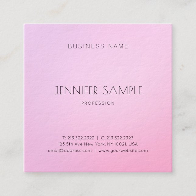 Elegant Minimalist Modern Pink Harmony Luxury Square Business Card (Front)