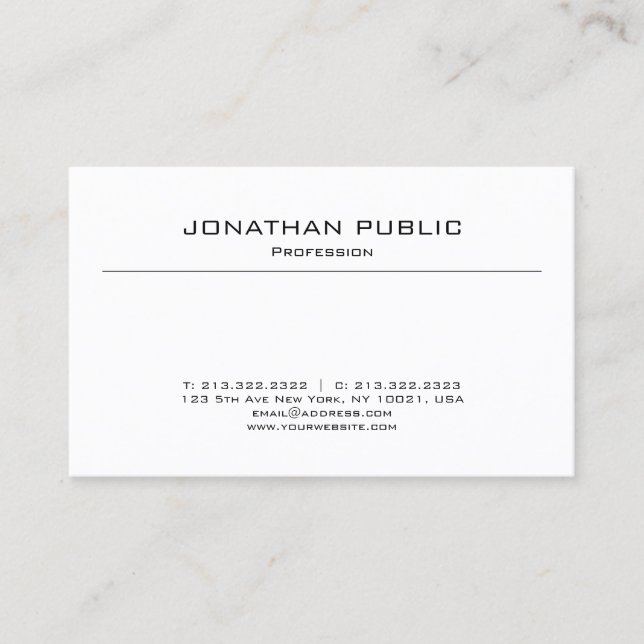 Elegant Minimalist Modern Plain Professional Luxe Business Card (Front)