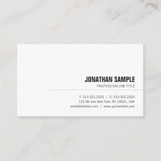 Elegant Minimalist Modern Professional Cute Plain Business Card (Front)