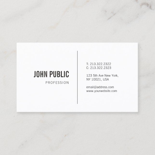 Elegant Minimalist Modern Professional Plain Chic Business Card (Front)