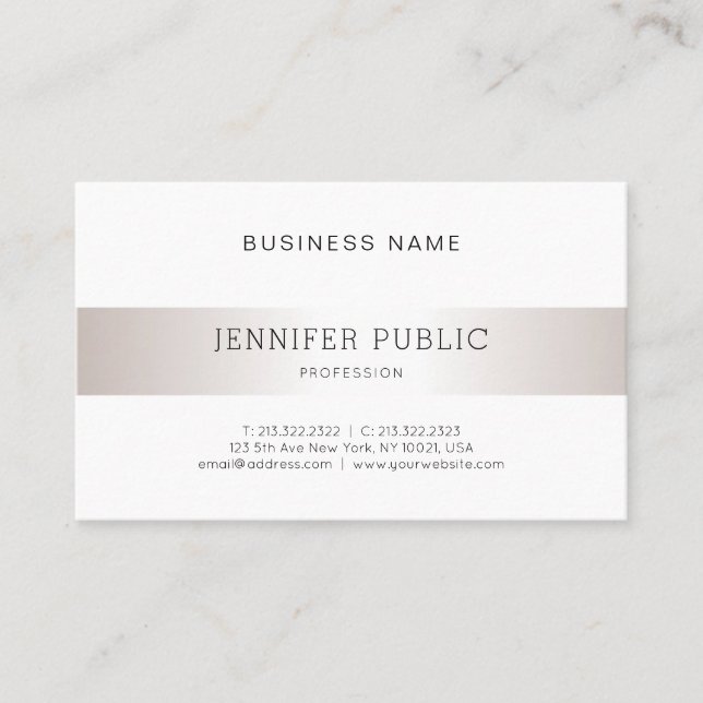 Elegant Minimalist Modern Professional Silver Chic Business Card (Front)