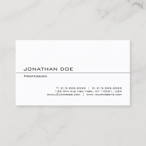Elegant Minimalist Modern Professional White Sleek Business Card