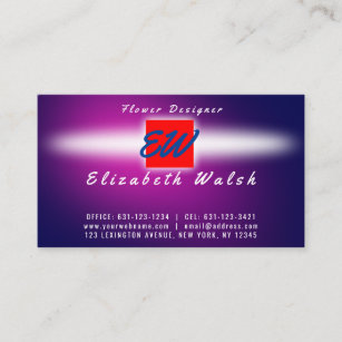 Elegant Minimalist Modern Purple on Blue Business Card