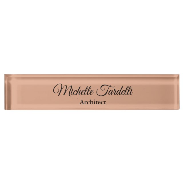 Elegant Minimalist Modern Script Calligraphy Desk Name Plate (Front)
