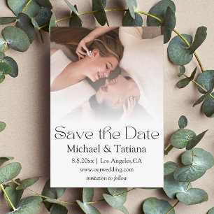 elegant minimalist modern script faded photo save the date