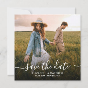 Elegant Minimalist Modern Script One Photo Wedding Save The Date
