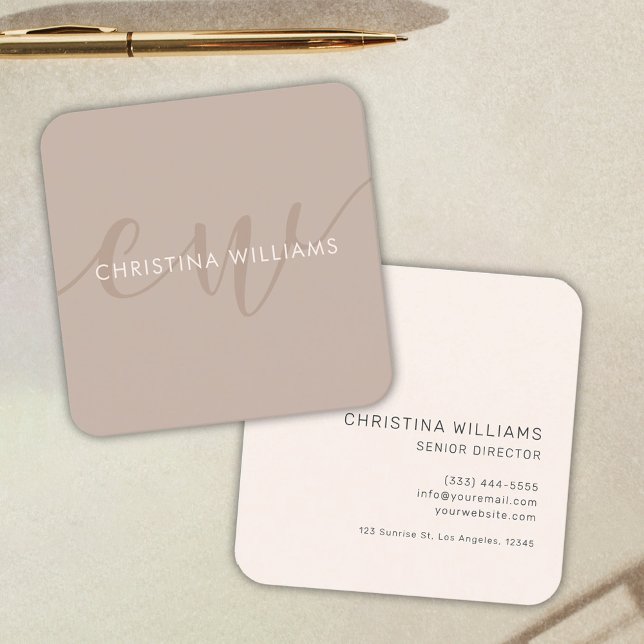 Elegant Minimalist Modern Stylish Professional Square Business Card (Unique Elegant Minimalist Modern Professional Square Business Card)