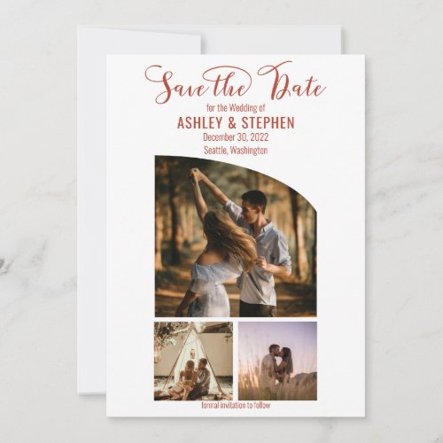 Elegant Minimalist Modern Tapered Top 3 Photo Save The Date