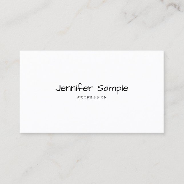 Elegant Minimalist Modern Template Hand Script Top Business Card (Front)