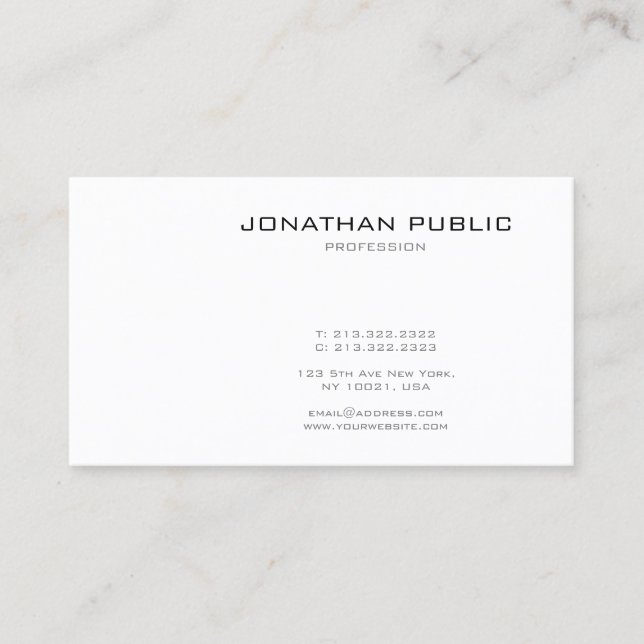 Elegant Minimalist Modern Template Professional Business Card (Front)