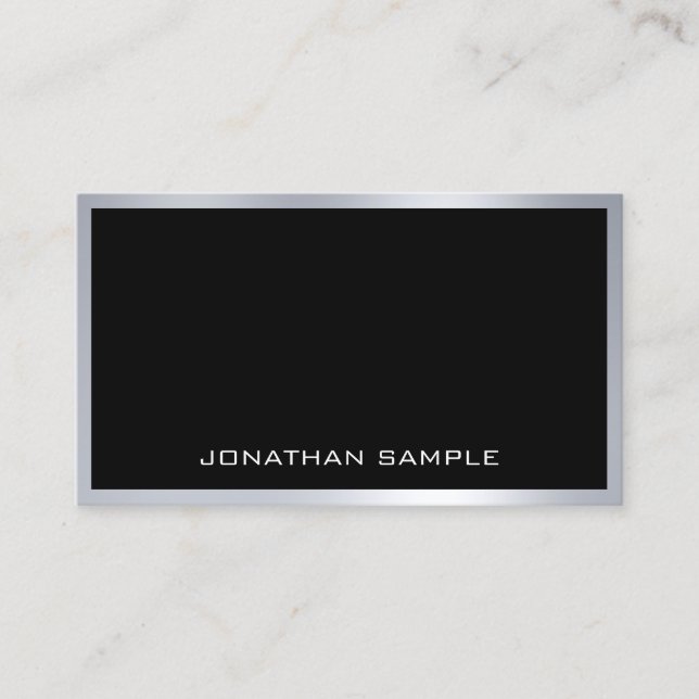 Elegant Minimalist Modern Trendy Silver Cool Plain Business Card (Front)